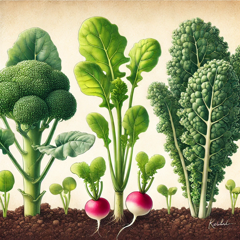 Brócoli, Rábano, Col rizada