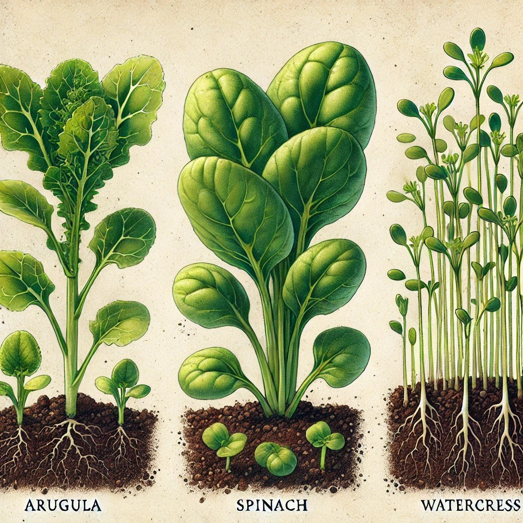 Rúcula, Espinaca, Berro